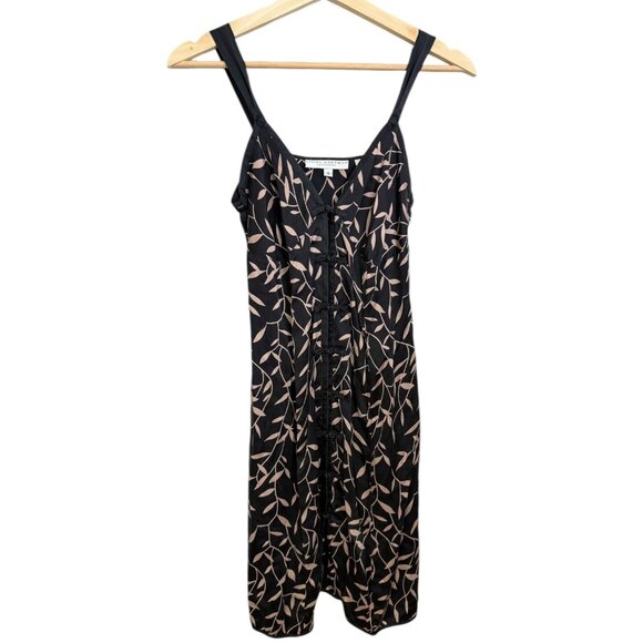Vintage Linda Hartman Silk Floral Mini Slip Dress Black S Y2K Fairy Grunge - Picture 1 of 6